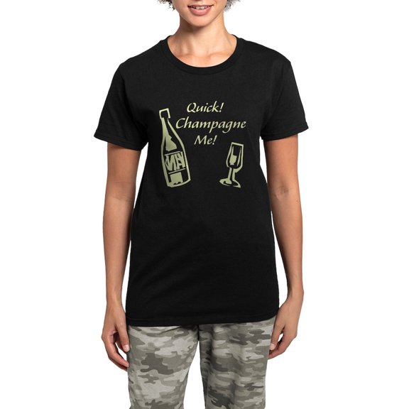 CafePress - Champagne Me Women's Dark Pajamas - Women's Short Sleeve Print T-Shirt and Pants Dark Cotton Pajama Set