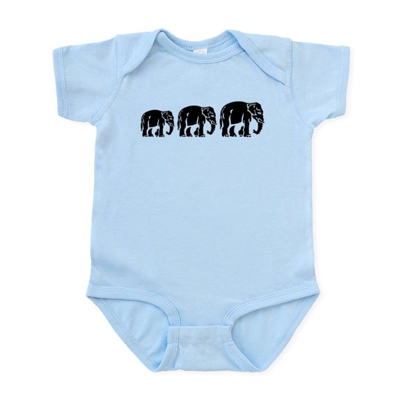 CafePress - Chang Chang Chang ~ Asian Elephants Crossing Body - Baby Light Bodysuit, Size Newborn - 24 Months