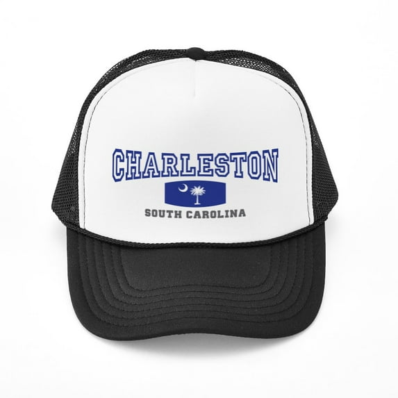 CafePress - Charleston South Carolina, SC, Palmetto Flag Truck - Adjustable Unisex Printed Trucker Hat with Mesh Back