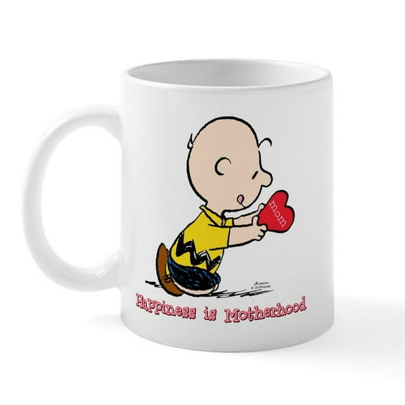 CafePress - Charlie Brown Happiness Is Motherhood Mugs - 11 oz Ceramic Mug - Novelty Coffee Tea Cup