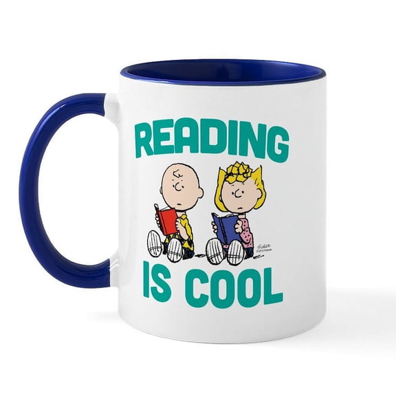 CafePress - Charlie & Sally Brown Reading Is Cool Mug - 11 oz Ceramic Mug - Novelty Coffee Tea Cup