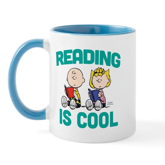 CafePress - Charlie & Sally Brown Reading Is Cool Mug - 11 oz Ceramic Mug - Novelty Coffee Tea Cup