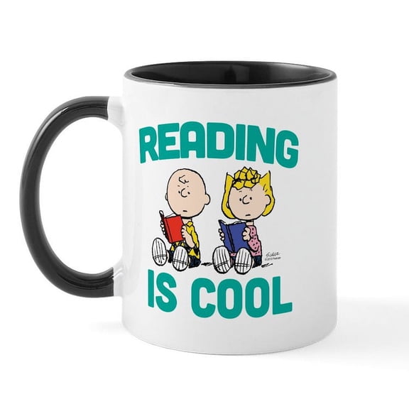 CafePress - Charlie & Sally Brown Reading Is Cool Mug - 11 oz Ceramic Mug - Novelty Coffee Tea Cup