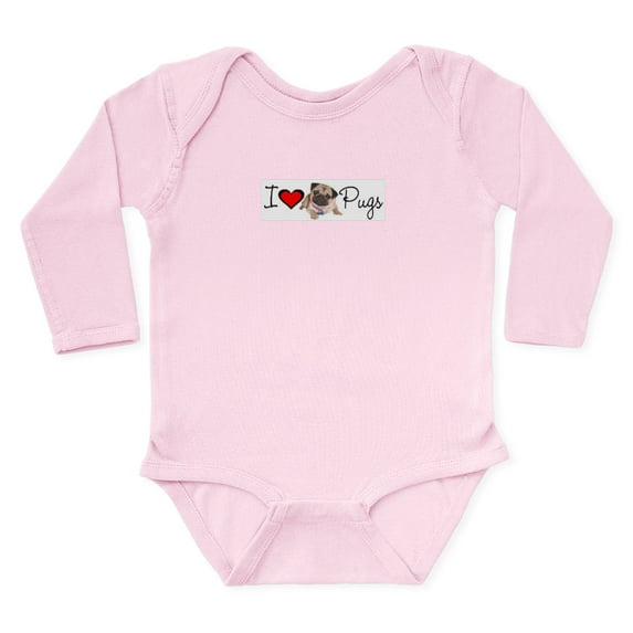 CafePress - Charm_Lv Pugs Super Link Long Sleeve Infant Bo - Long Sleeve Cotton Baby Bodysuit