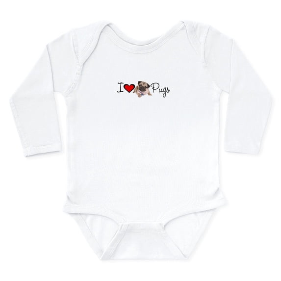 CafePress - Charm_Lv Pugs Super Link Long Sleeve Infant Bo - Long Sleeve Cotton Baby Bodysuit
