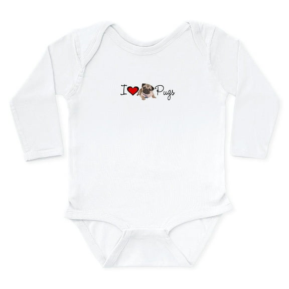 CafePress - Charm_Lv Pugs Super Link Long Sleeve Infant Bo - Long Sleeve Cotton Baby Bodysuit