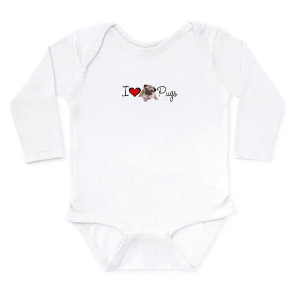 CafePress - Charm_Lv Pugs Super Link Long Sleeve Infant Bo - Long Sleeve Cotton Baby Bodysuit