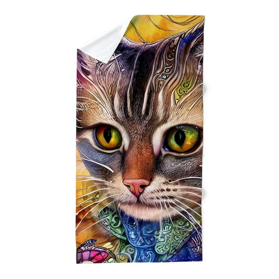 CafePress - Charming Cat - Large Beach Towel, Soft 30"x60" Towel with Unique Design