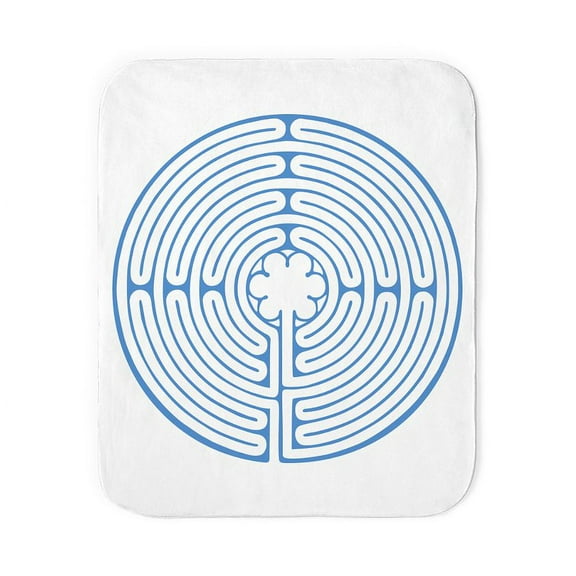 CafePress - Chartres Labyrinth Blue Sherpa Fleece Throw Blanke - Sherpa Fleece Throw Blanket 60" x 50"