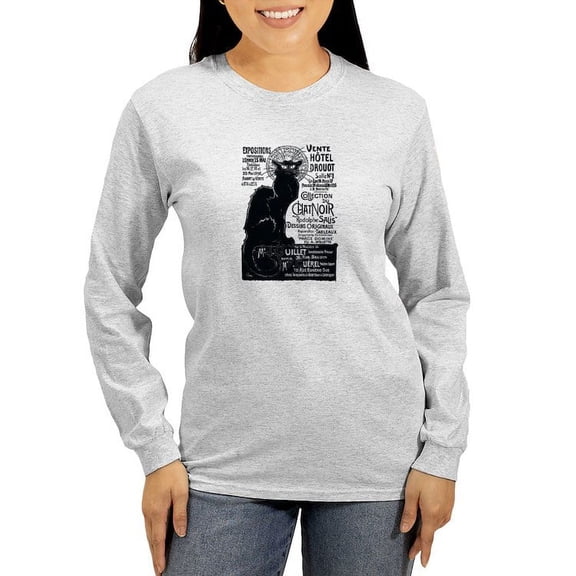 CafePress - Chat Noir Cat Long Sleeve T Shirt - Women's Long Sleeve Graphic Casual T-Shirt