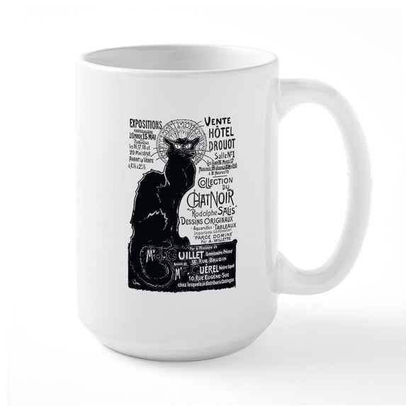 CafePress - Chat Noir Cat Mug - 15 oz Ceramic Large White Novelty Mug