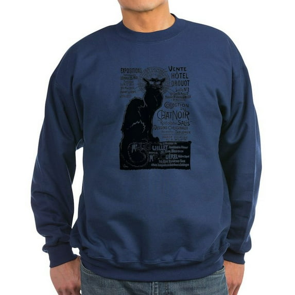 CafePress - Chat Noir Cat Sweatshirt - Classic Crew Neck Sweatshirt