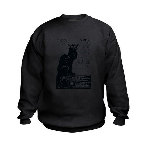 CafePress - Chat Noir Cat Sweatshirt - Kids Sweatshirt, Youth Crew Neck Sweatshirt