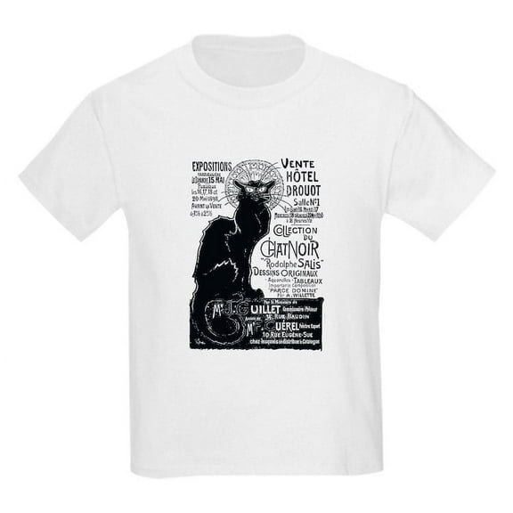 CafePress - Chat Noir Cat T Shirt - Light T-Shirt Kids XS-XL