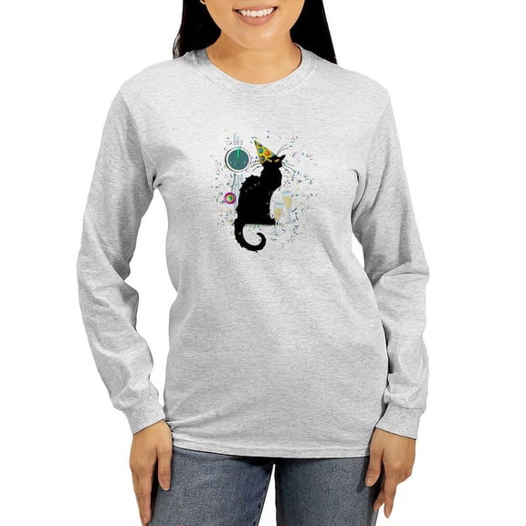 CafePress - Chat Noir New Years Party Coun Long Sleeve T Shirt - Women's Long Sleeve Graphic Casual T-Shirt