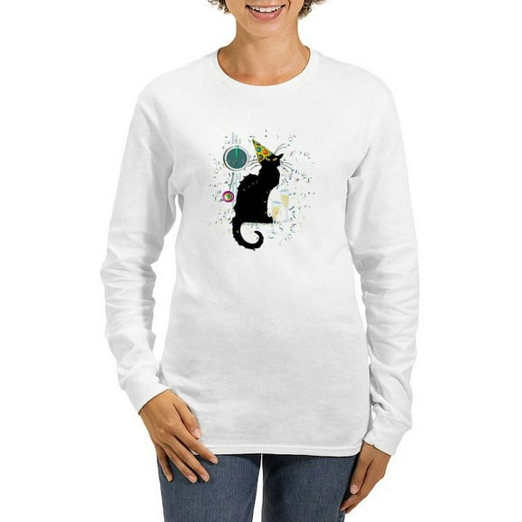 CafePress - Chat Noir New Years Party Coun Long Sleeve T Shirt - Women's Long Sleeve Graphic Casual T-Shirt