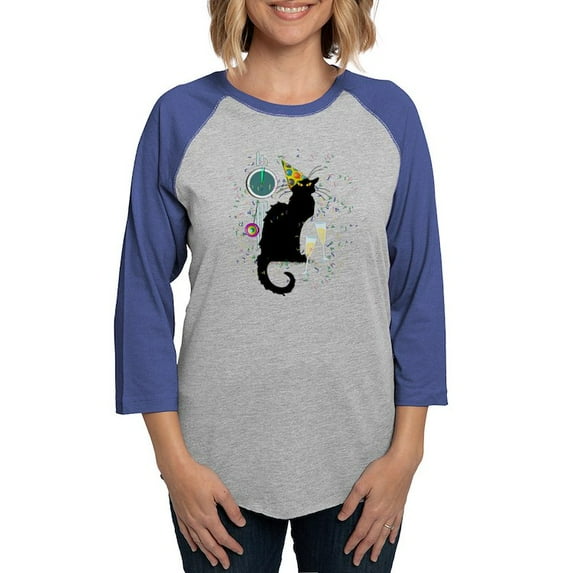 CafePress - Chat Noir New Years Party Coun Long Sleeve T Shirt - Womens Baseball Tee