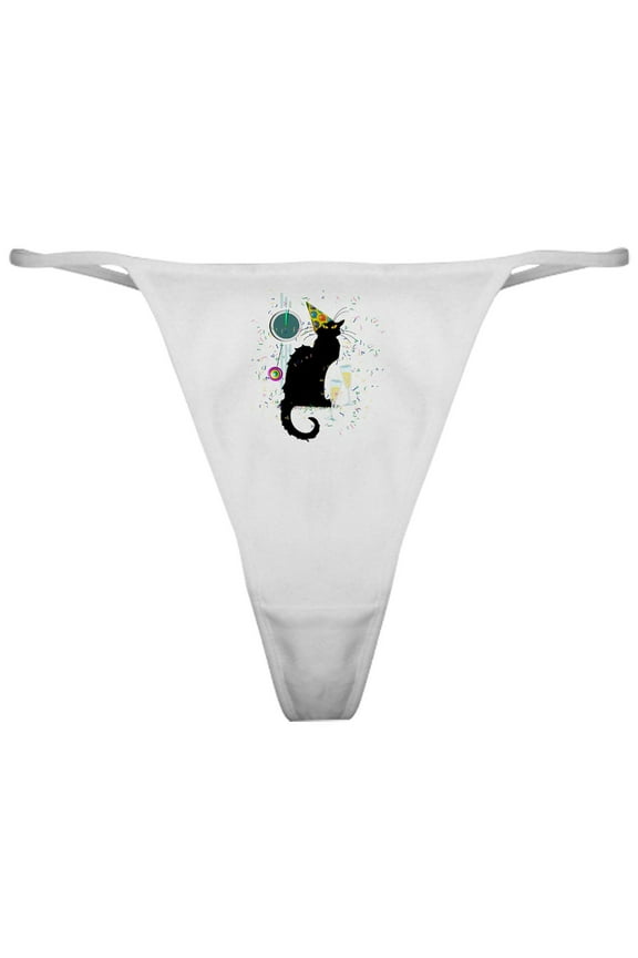 - Chat Noir New Years Party Countdown Classic Thong - Women's Novelty Thong Panties Underwear