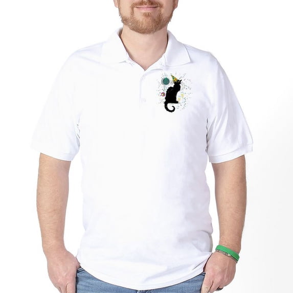 CafePress - Chat Noir New Years Party Countdown Golf Shirt - Golf Shirt, Pique Knit Golf Polo