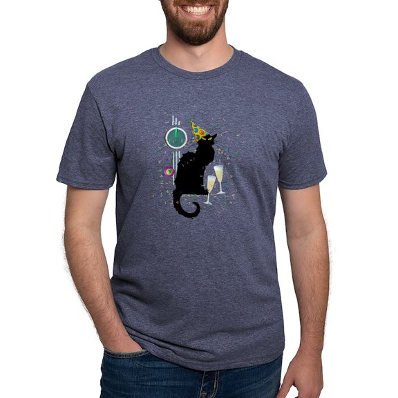 CafePress - Chat Noir New Years Party Countdown Light T Shirt - Mens Tri-blend T-Shirt
