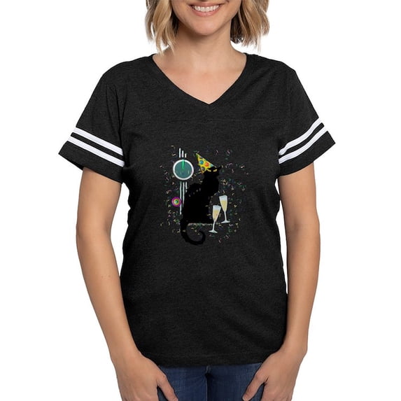 CafePress - Chat Noir New Years Party Countdown Light T Shirt - Womens Football Shirt