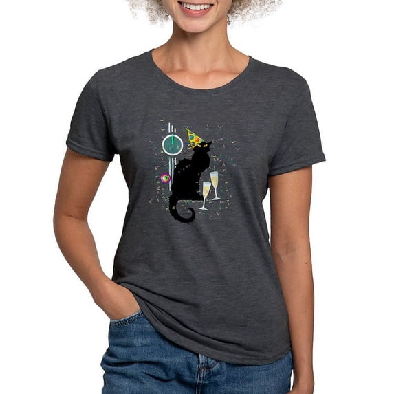 CafePress - Chat Noir New Years Party Countdown Light T Shirt - Womens Tri-blend T-Shirt