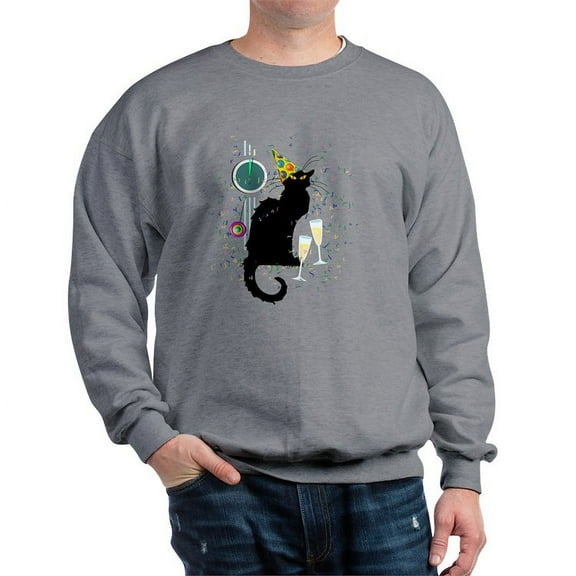 CafePress - Chat Noir New Years Party Countdown Sweatshirt - Crew Neck Sweatshirt