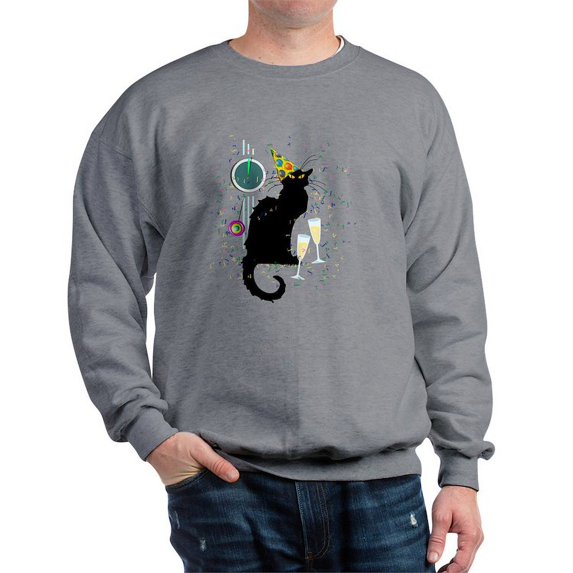 CafePress - Chat Noir New Years Party Countdown Sweatshirt - Crew Neck Sweatshirt