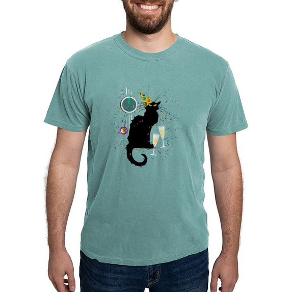 CafePress - Chat Noir New Years Party Countdown T Shirt - Mens Comfort Colors Shirt