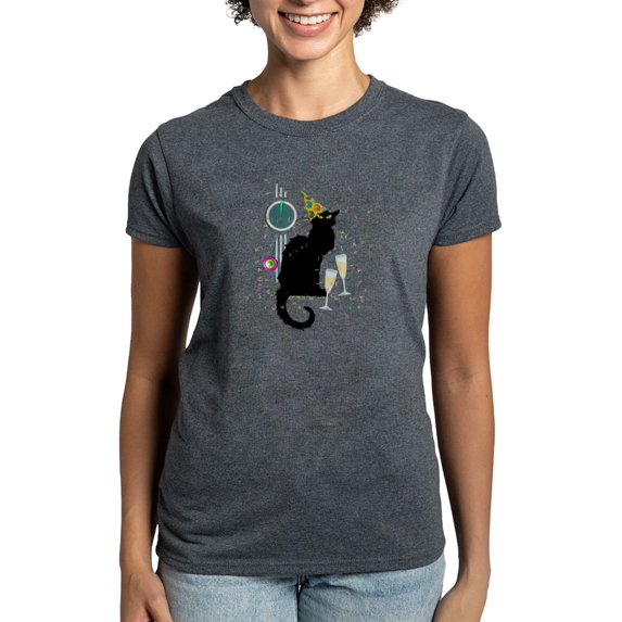 CafePress - Chat Noir New Years Party Countdown T Shirt - Women's Traditional Fit Dark T-Shirt