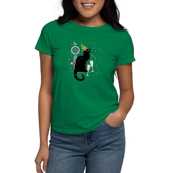 CafePress - Chat Noir New Years Party Countdown T Shirt - Women's Traditional Fit Dark T-Shirt