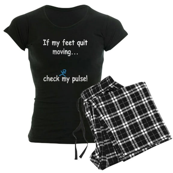 CafePress - Check My Pulse Women's Dark Pajamas - Women's Short Sleeve Print T-Shirt and Pants Dark Cotton Pajama Set