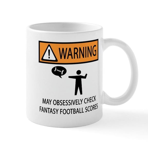 CafePress - Checks Fantasy Football Scores Mug - 11 oz Ceramic Mug - Novelty Coffee Tea Cup