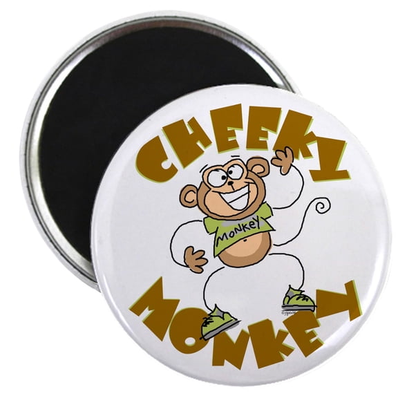 CafePress - Cheeky Monkey Magnet - 2.25" Round Magnet, Refrigerator Magnet, Button Magnet Style