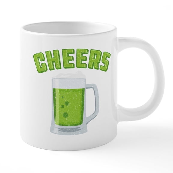 CafePress - Cheers Green Beer - 20 Oz White Ceramic Mega Mug