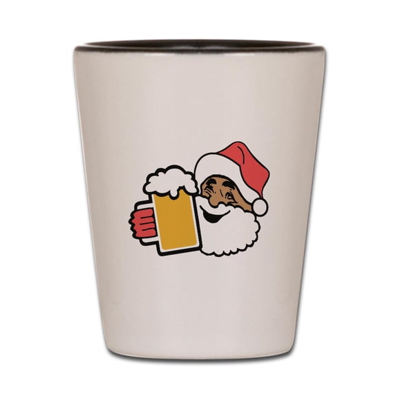 CafePress - Cheers Santa - White/Black Shot Glass, Unique and Funny Shot Glass