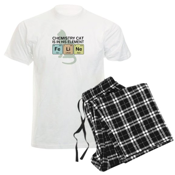 CafePress - Chemistry Cat Men's Light Pajamas - Men's Light Loose Fit Cotton Pajama Set