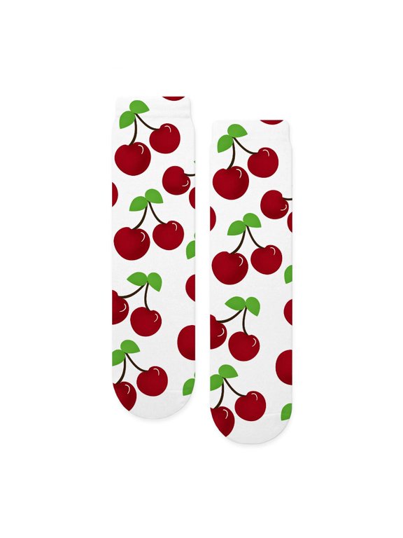 - Cherries - Unisex Novelty Printed Crew Adult Socks