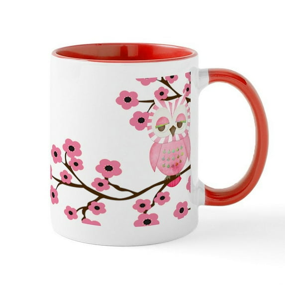 CafePress - Cherry Blossom Owl Mug - 11 oz Ceramic Mug - Novelty Coffee Tea Cup