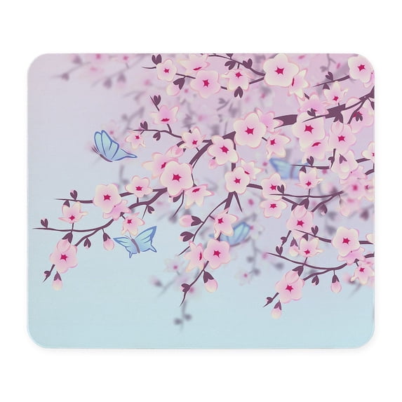 CafePress - Cherry Blossom With Butterfly Mousepad - Non-slip Rubber Mousepad, Gaming Mouse Pad