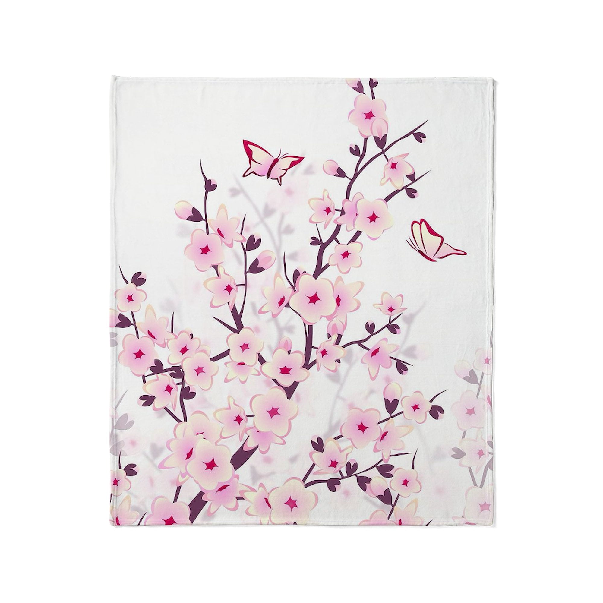CafePress - Cherry Blossoms And Butterflies Throw Blanket - Soft Fleece ...