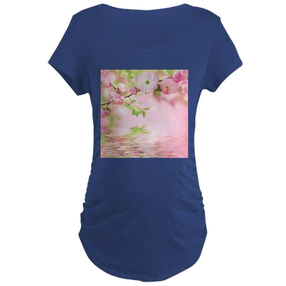 CafePress - Cherry Blossoms Maternity T Shirt - Maternity Dark T-Shirt