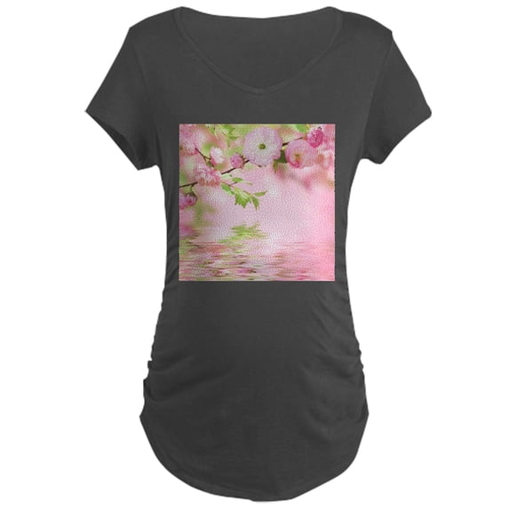CafePress - Cherry Blossoms Maternity T Shirt - Maternity Dark T-Shirt