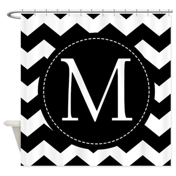 CafePress - Chevron Monogram Letter M - Unique Fabric Shower Curtain 70" x 72"