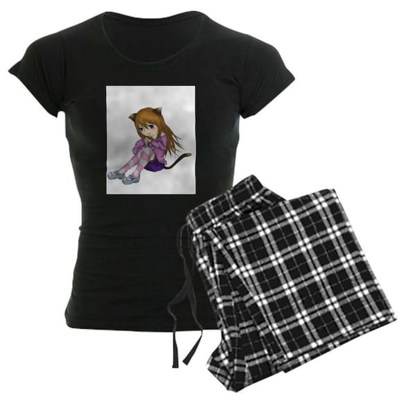 CafePress - Chibi Cat Pajamas - Women's Dark Pajamas