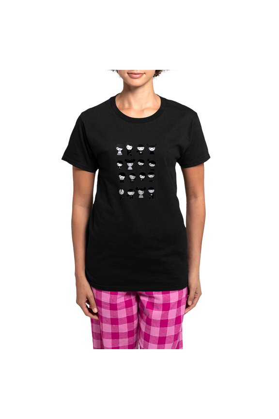 - Chibi Emo Goth Pajamas - Women's Short Sleeve Print T-Shirt and Pants Dark Cotton Pajama Set