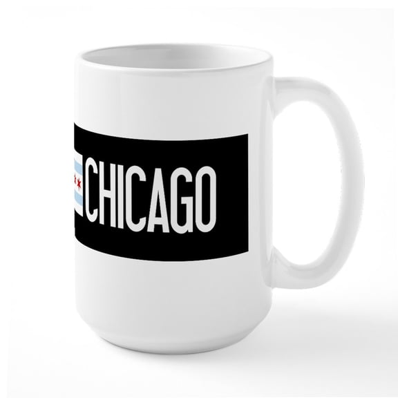 CafePress - Chicago: Chicagoan Flag & Chicago Large Mug - 15 oz Ceramic Large White Novelty Mug
