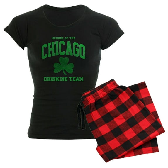 CafePress - Chicago Drinking Women's Dark Pajamas - Women's Short Sleeve Print T-Shirt and Pants Dark Cotton Pajama Set