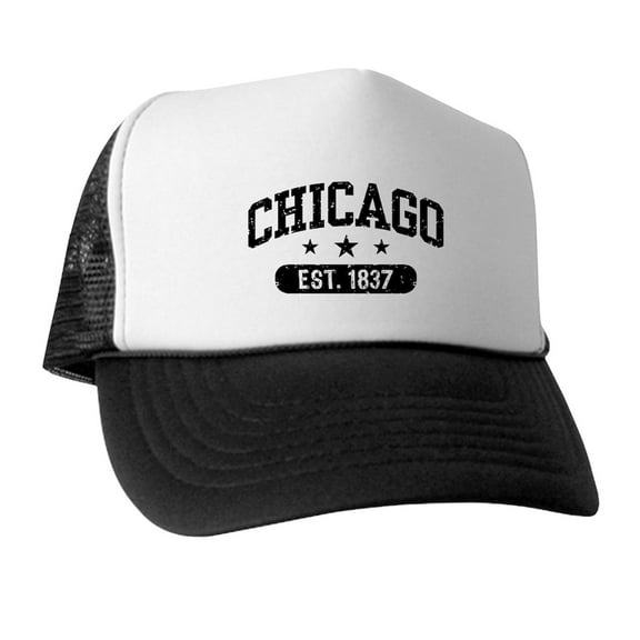 CafePress - Chicago Est.1837 - Trucker Hat - Polyester Foam Front and Nylon Mesh Weave Back