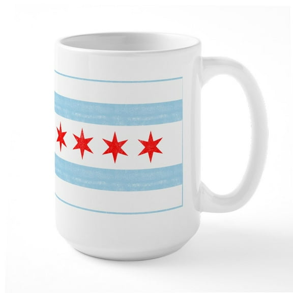 CafePress - Chicago Flag - 15 oz Ceramic Large White Novelty Mug